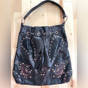 Vintage Vince Bench Genuine Leather Draw String Bag